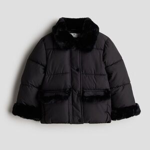 H&M Kids Black Faux Fur Detail Puffer Jacket